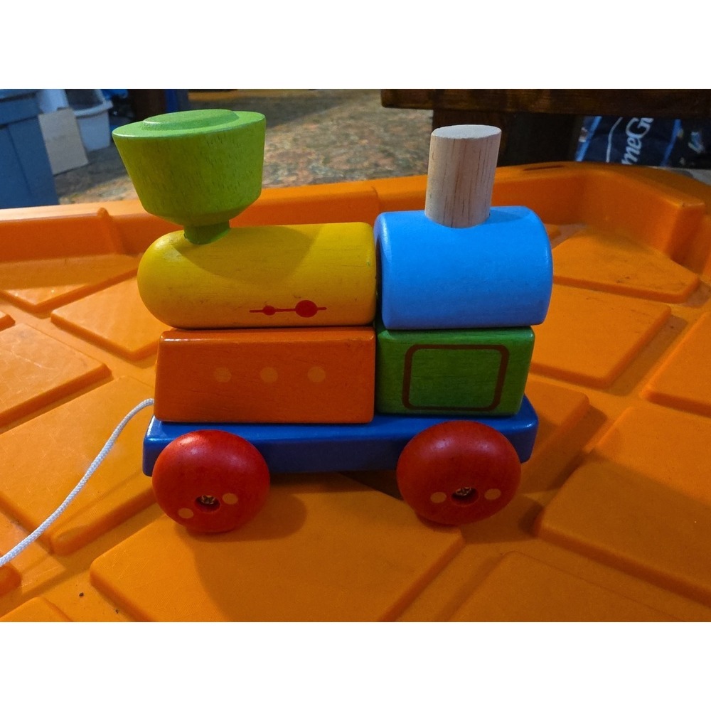 Vintage Rare HTF Plan Toys Stacking Train Wooden Toy Baby Einstein